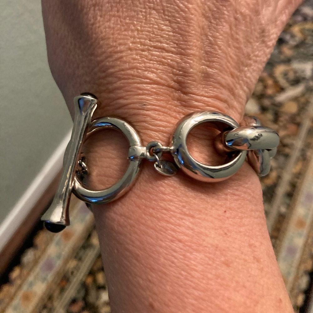 Rhodium Rolo Polished Link Toggle Bracelet: Heavy & Chunky 🏆